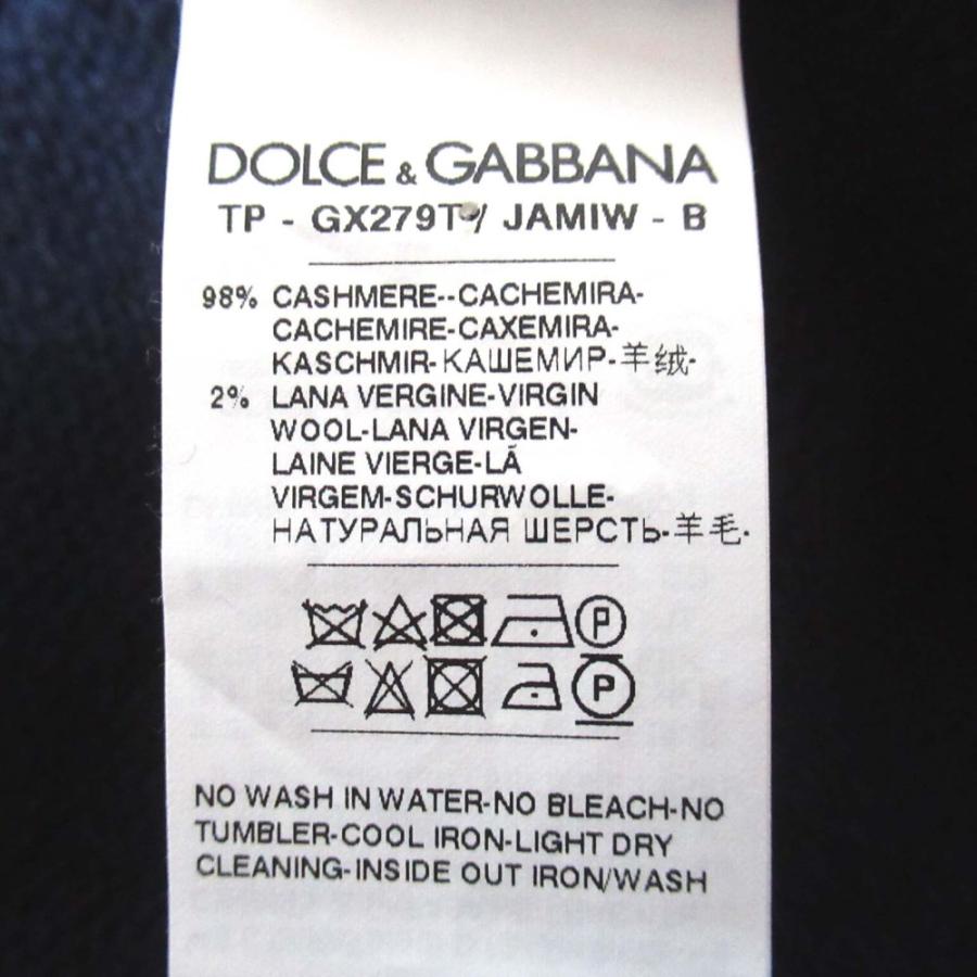 美品 DOLCE&GABBANA ドルチェ&ガッバーナ エンブロイダリー 長袖 カシミヤ ニット セーター サイズ50 ネイビー メンズ 古着 中古 USED DOLCE&GABBANA（ドルチェ & ガッバーナ） 美品 エンブロイダリー 長袖