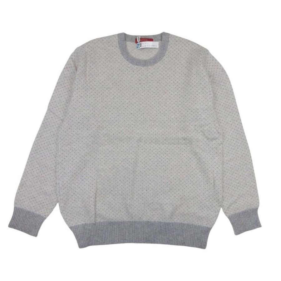 美品 LeCENT レセント カシミヤ100％ 総柄 長袖 ロングスリーブ クルー 