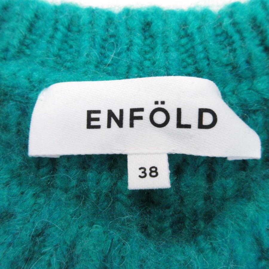 美品 ENFOLD エンフォルド ミックスウール 畔編み ニット プルオーバー セーター 長袖 クルーネック 38 グリーン系 レディース 古着 中古 USED ENFOLD（エンフォルド） 美品 ミックスウール 畔編み ニット プル