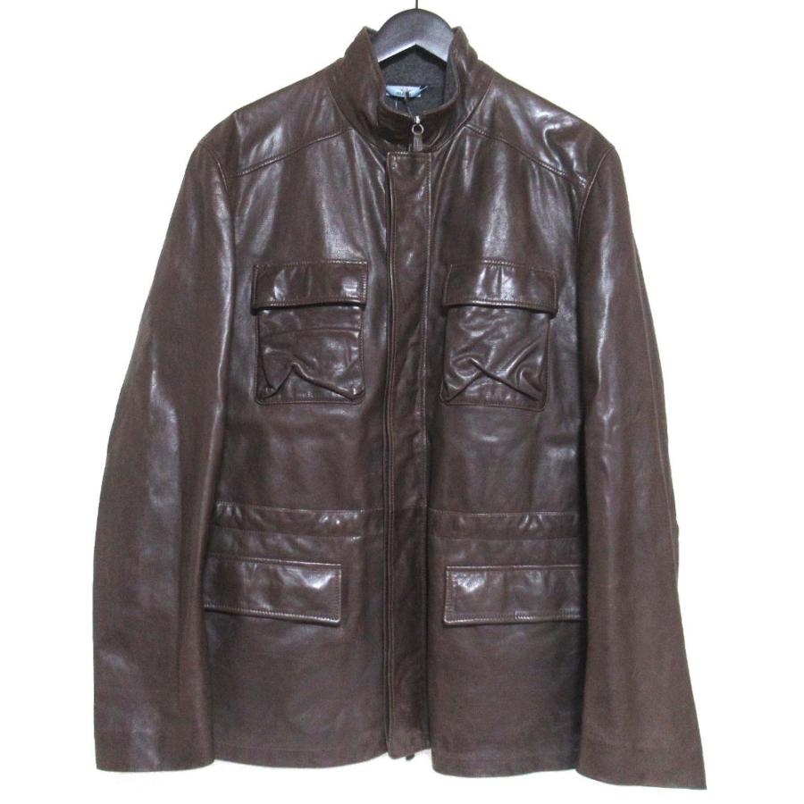 malo イタリア製 アウター ミリタリージャケット スタンドカラー 48 MALO（マーロ） 美品 スタンドカラー レザー フィールドジャケット
