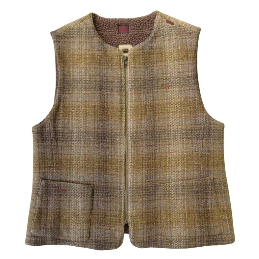 極美品.12万円超）PAPAS パパス HARRIS TWEED ハリスツイード PAPAS（パパス） 美品 × Harris Tweed ハリスツイード ツイード ボア