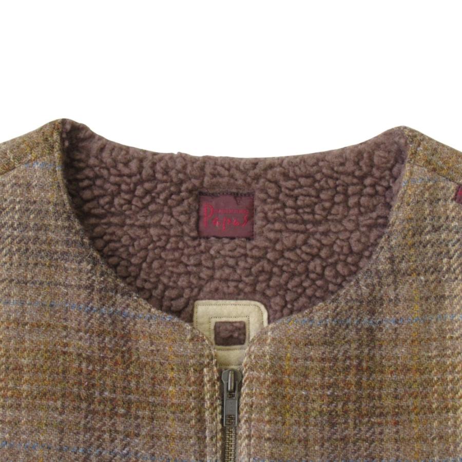 PAPAS（パパス） 美品 × Harris Tweed ハリスツイード ツイード ボア