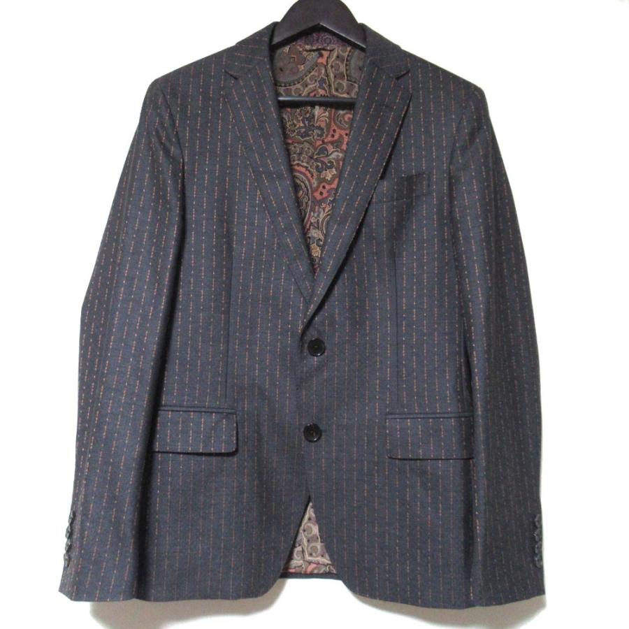 ETRO（エトロ） 美品 裏地ペイズリー柄 ロゴストライプ テーラード