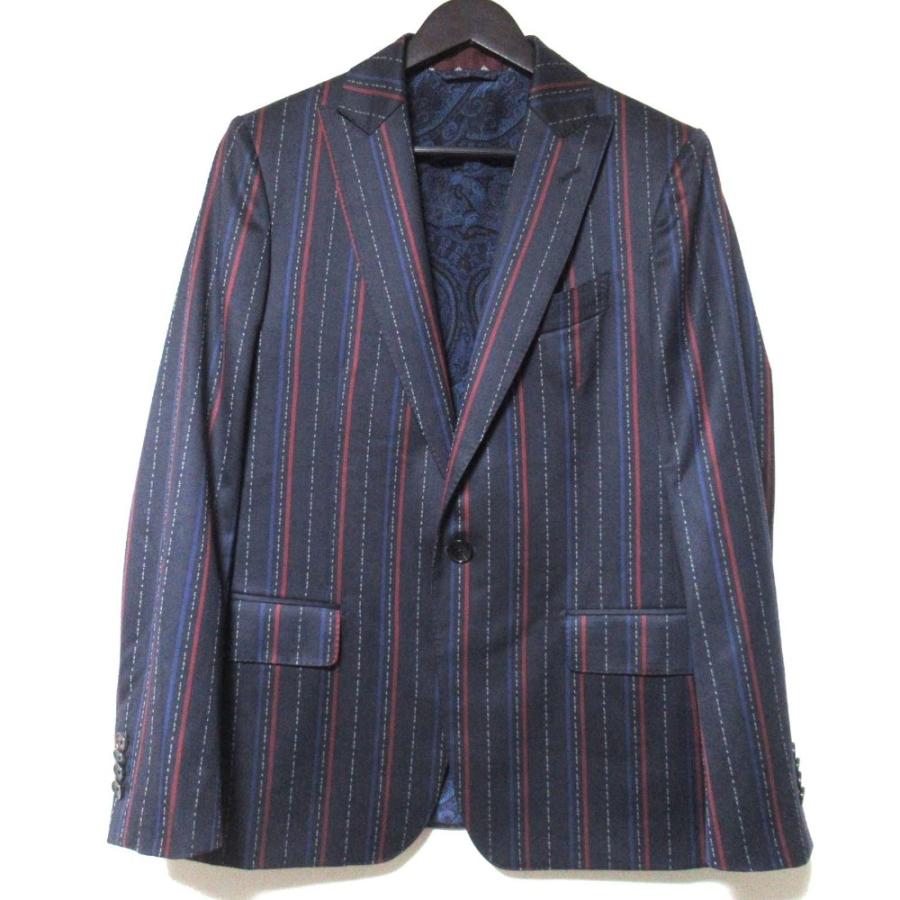 ETRO（エトロ） 美品 裏地ペイズリー柄 ロゴストライプ テーラード 