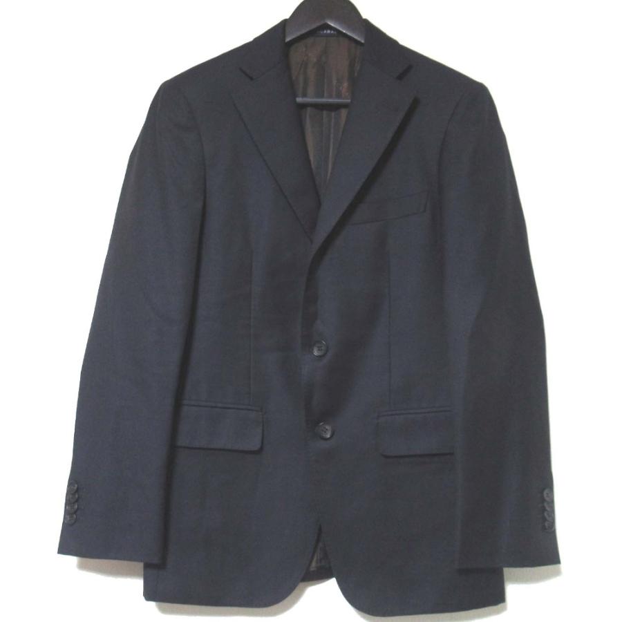 美品 SCABAL スキャバル パーソナルオーダー ソリッド テーラードジャケット+スラックスパンツ スーツ セットアップ ネイビー メンズ 古着 中古_1