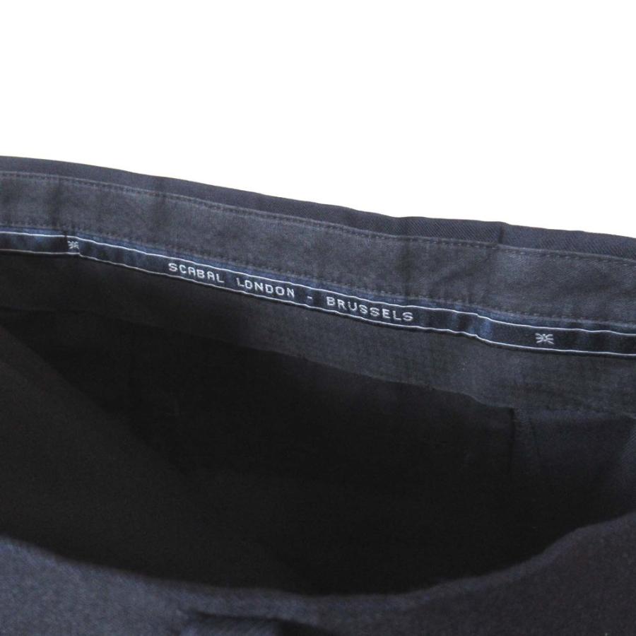 美品 SCABAL スキャバル パーソナルオーダー ソリッド テーラードジャケット+スラックスパンツ スーツ セットアップ ネイビー メンズ 古着 中古_8