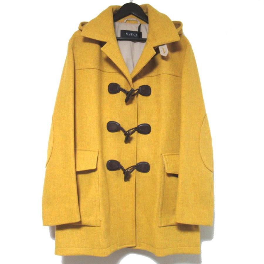美品 GUCCI グッチ ツイード フーディー ダッフルコート 293006 サイズ50 イエロー メンズ 古着 中古 USED GUCCI（グッチ） 美品 ツイード フーディー ダッフルコート 293006