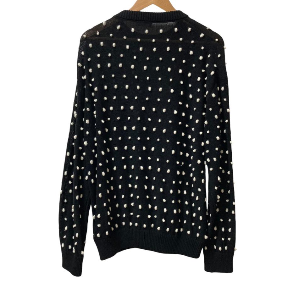 美品 23AW DIOR HOMME ディオールオム 裾ロゴ刺繍 ドット柄 ニットセーター 343M639AT729 サイズM ブラック×ホワイト メンズ 古着 中古_2
