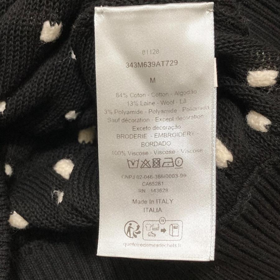 美品 23AW DIOR HOMME ディオールオム 裾ロゴ刺繍 ドット柄 ニットセーター 343M639AT729 サイズM ブラック×ホワイト メンズ 古着 中古_4