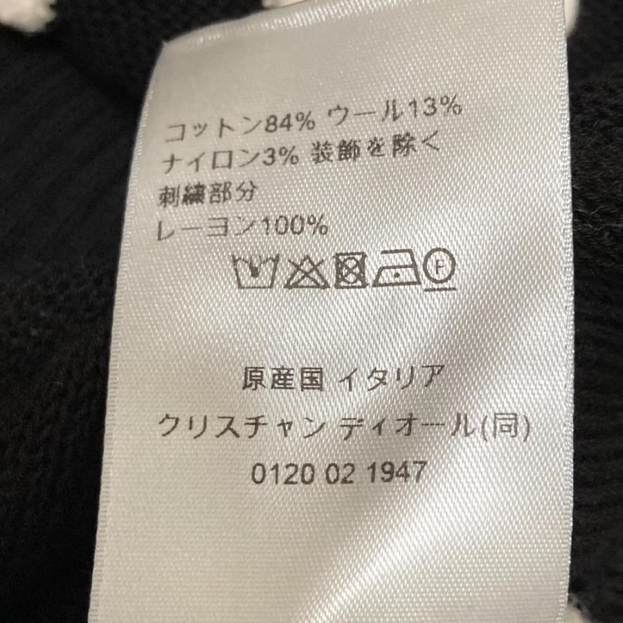美品 23AW DIOR HOMME ディオールオム 裾ロゴ刺繍 ドット柄 ニットセーター 343M639AT729 サイズM ブラック×ホワイト メンズ 古着 中古_5