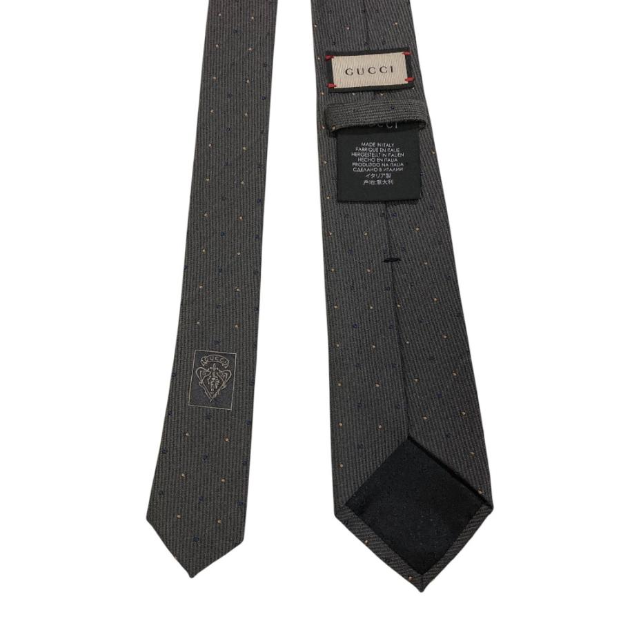 美品 GUCCI グッチ ドット柄 シルクウール レギュラーネクタイ グレー系 メンズ 古着 中古 USED GUCCI（グッチ） 美品 ドット柄 シルクウール レギュラーネクタイ
