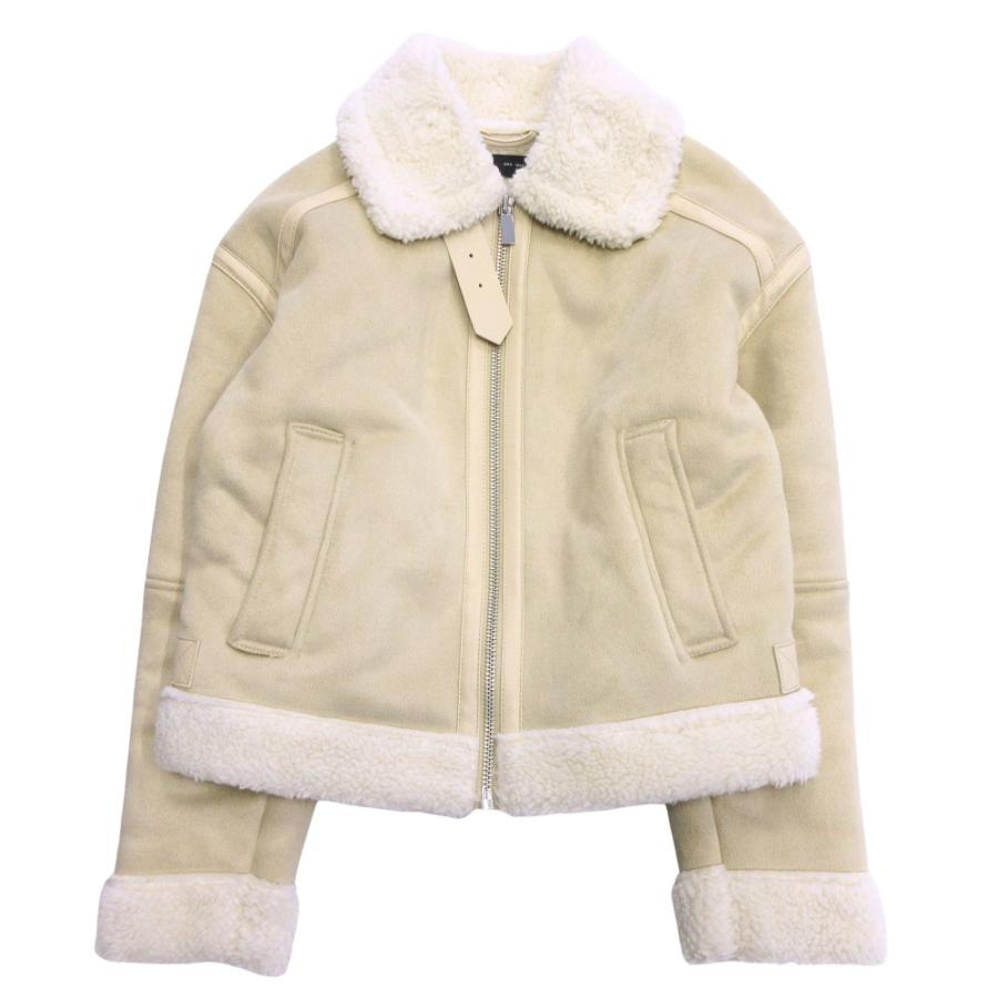 ザラ ムートンジャケッフライトジャケット ホワイト ZARA（ザラ） 美品 ムートン調 フェイクレザー フライト ジャケット