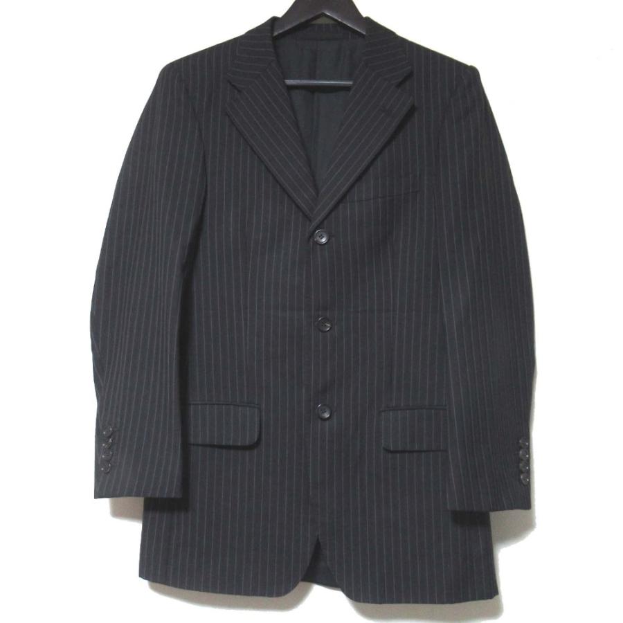 GUCCI グッチ トムフォード期 ピンストライプ柄 テーラードジャケット+スラックスパンツ スーツ セットアップ 44Ｒ ブラック メンズ 古着 中古 USED GUCCI（グッチ） トムフォード期 ピンストライプ柄 テーラード