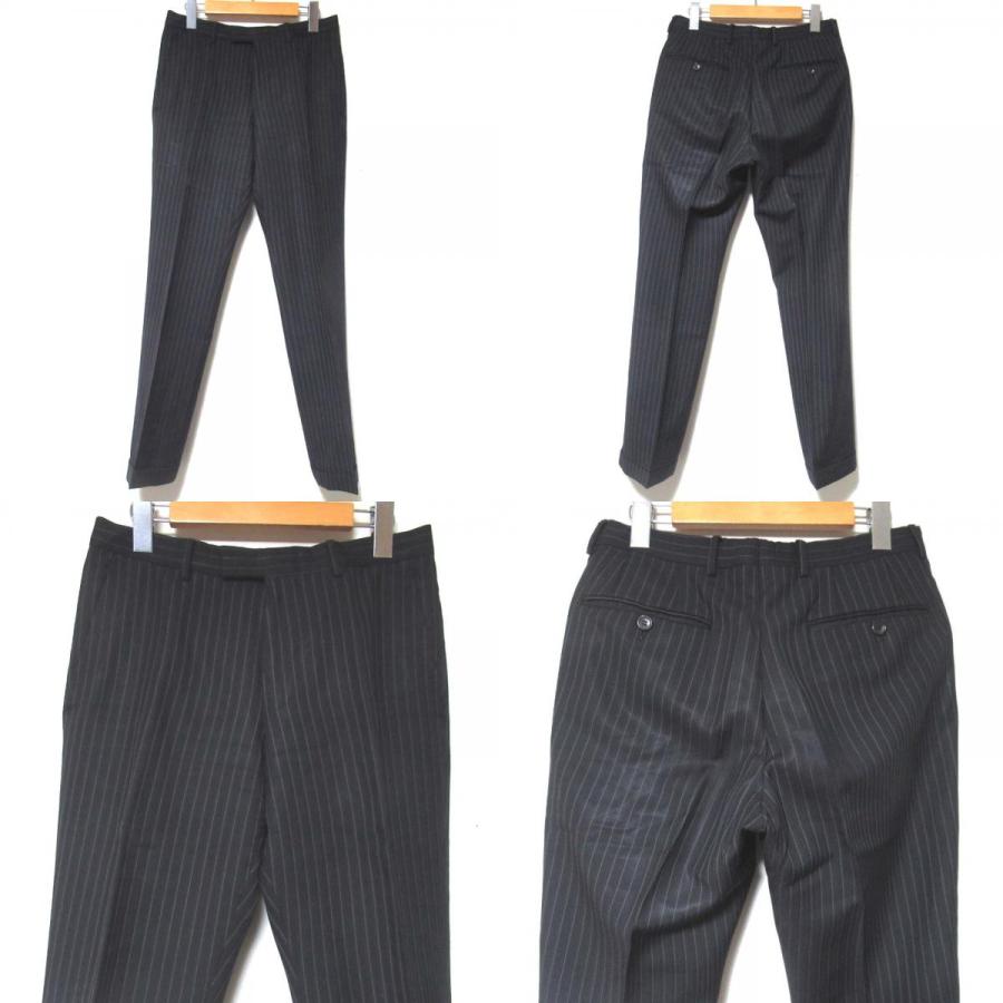 GUCCI グッチ トムフォード期 ピンストライプ柄 テーラードジャケット+スラックスパンツ スーツ セットアップ 44Ｒ ブラック メンズ 古着 中古 USED GUCCI（グッチ） トムフォード期 ピンストライプ柄 テーラード