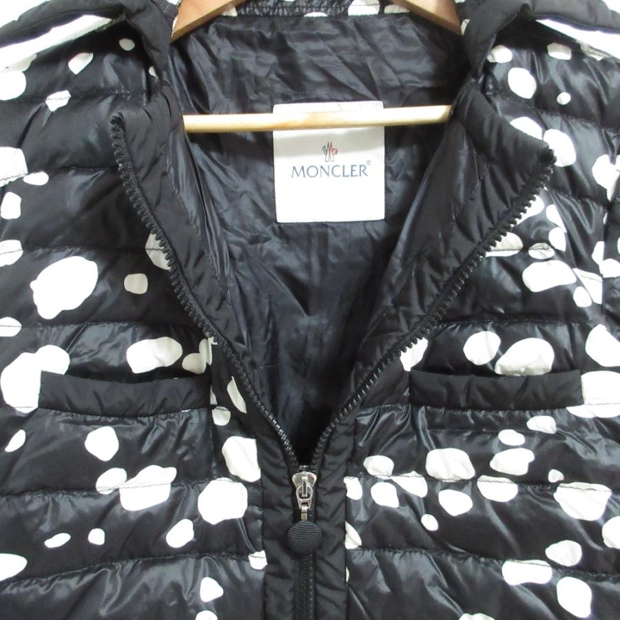 良品 MONCLER モンクレール BUSSIERE ドット柄 ダウンジャケット サイズ1 ブラック×ホワイト レディース 古着 中古_2