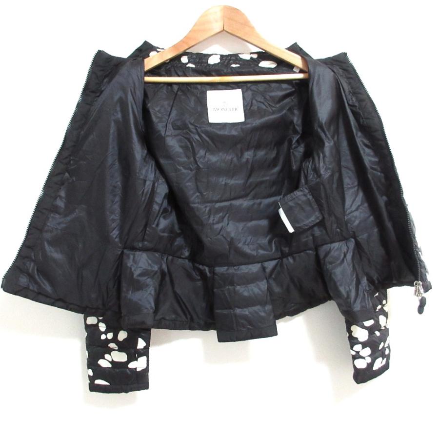 良品 MONCLER モンクレール BUSSIERE ドット柄 ダウンジャケット サイズ1 ブラック×ホワイト レディース 古着 中古_4