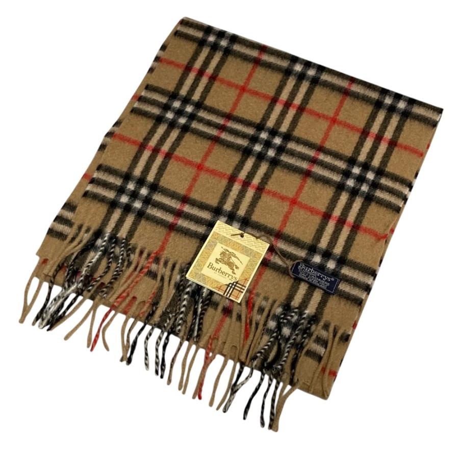 未使用級バーバリーズ カシミヤ100% 英国製 マフラー ノバチェック ベージュ BURBERRY（バーバリー） 未使用 ノバチェック柄 カシミヤ100