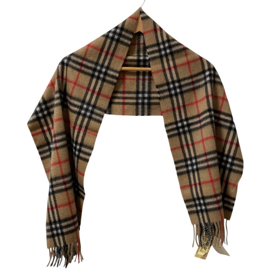 未使用 BURBERRY バーバリー カシミヤ100％ チェック柄 マフラー ダニエル・リー ストール フリンジ 近年モデル レッド メンズ レディース 古着 中古 USED BURBERRY（バーバリー） 未使用 チェック カシミヤ100％ チェック柄
