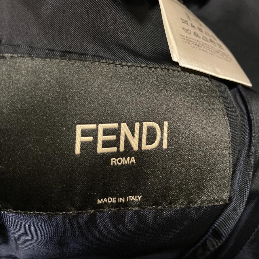 良品 FENDI フェンディ メルトン チェスターコート 46 ネイビー系 メンズ 古着 中古_5