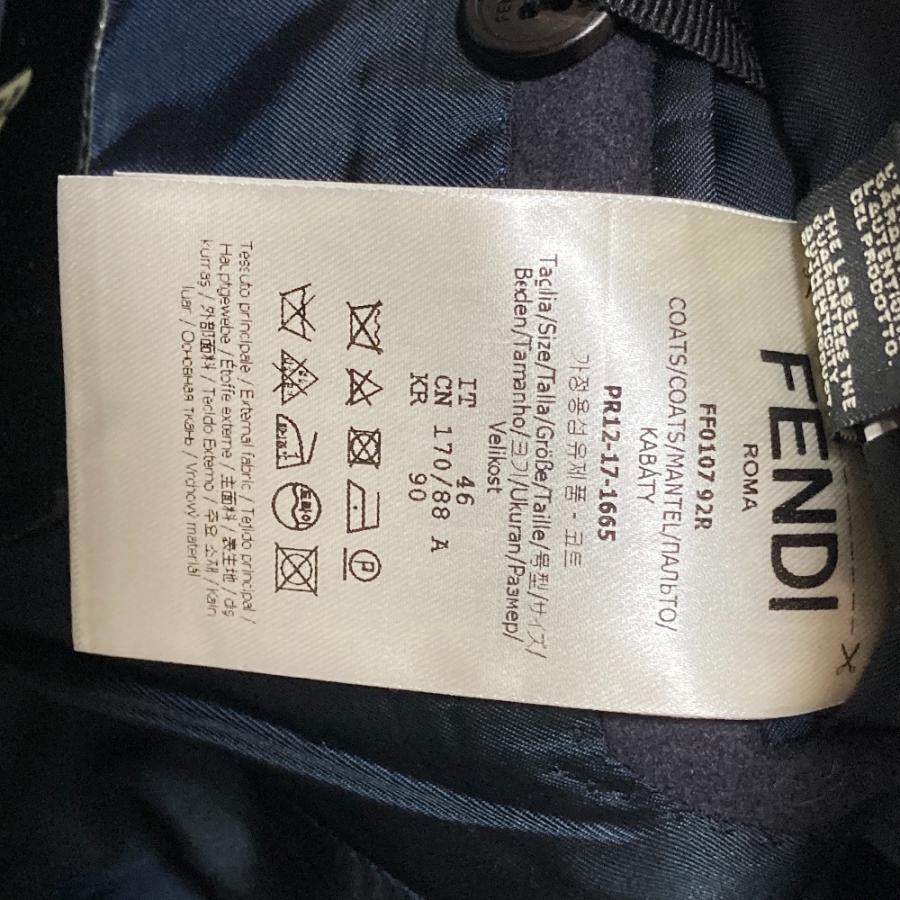 良品 FENDI フェンディ メルトン チェスターコート 46 ネイビー系 メンズ 古着 中古_7
