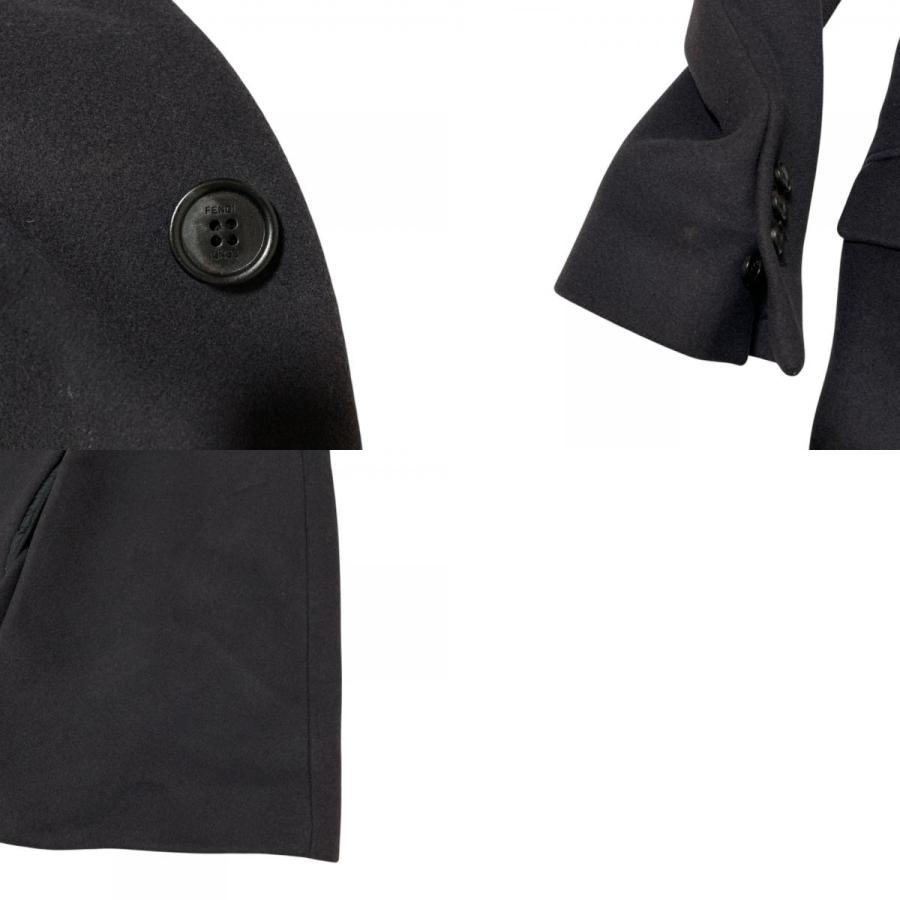 良品 FENDI フェンディ メルトン チェスターコート 46 ネイビー系 メンズ 古着 中古_9