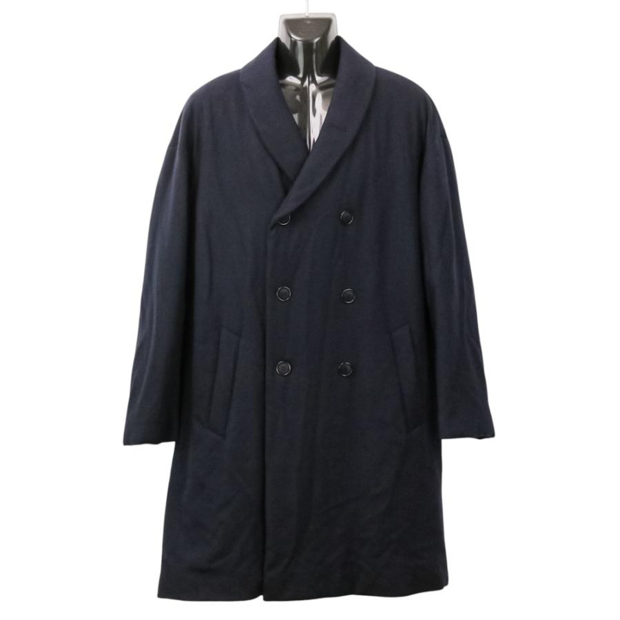 Giorgio Armani ネイビー ダブルブレストカシミヤコート　Мサイズ GIORGIO ARMANI 良品 ジョルジオアルマーニ ダブルブレスト カシミヤ