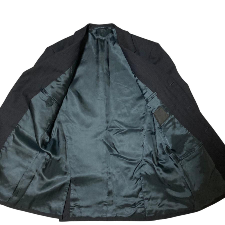 美品 PRADA プラダ ピンストライプ テーラードジャケット スラックスパンツ セットアップ スーツ 46R ブラック系 メンズ 古着 中古 USED PRADA（プラダ） 美品 ピンストライプ テーラードジャケット