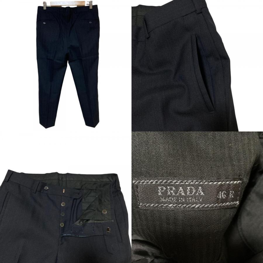 メンズ PRADA コットン スーツ イタリア製 ブラック 46R