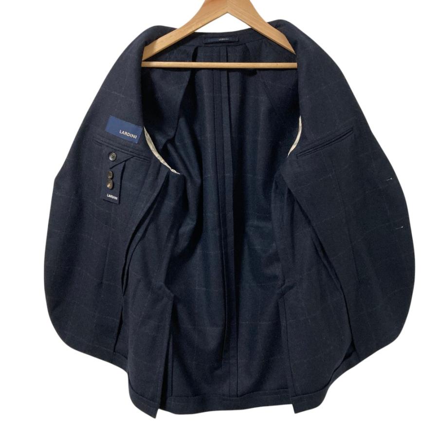 美品 LARDINI ラルディーニ ウインドウペンチェック フランネルウール 段返り3B テーラードジャケット サイズ44 ネイビー メンズ 古着 中古 USED LARDINI（ラルディーニ） 美品 ウインドウペンチェック フランネル
