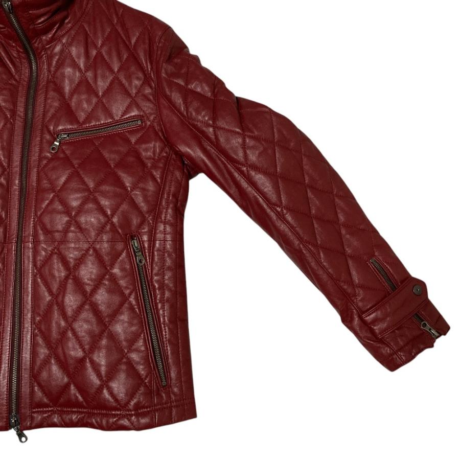 美品 MONSIEUR NICOL ex/tra ムッシュニコル ラムレザー キルティング ライダースジャケット 48 レッド メンズ 古着 中古 USED MONSIEUR NICOLE（ムッシュニコル） 美品 MONSIEUR NICOL ex/tra