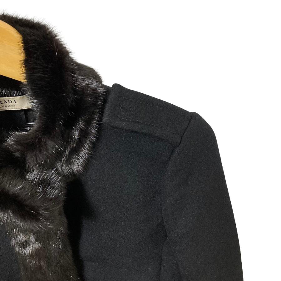 美品　プラダ 　グローブ ブラック　ラムスキン シルク ミンクファー 　即日発送 PRADA（プラダ） 美品 00's PRADA ミンクファートリム ウールアンゴラ