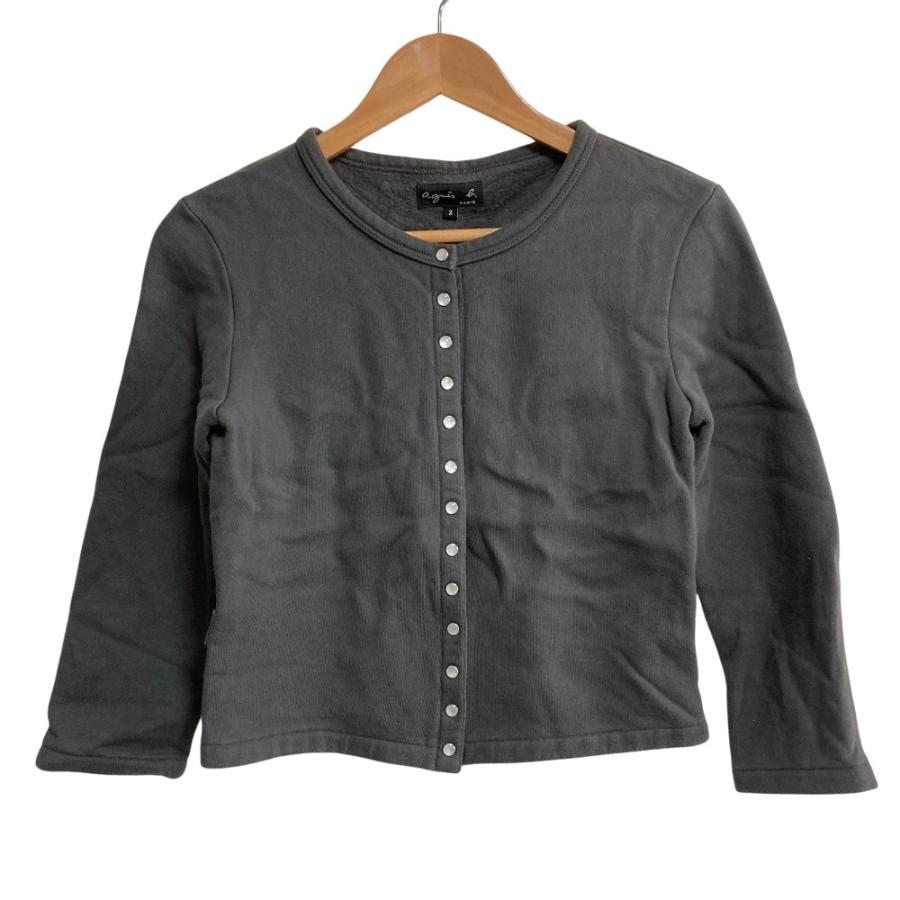 値下げ アニエスベー agnes b スウェット プレッション カーディガン 2 agnes b.（アニエスベー） 美品 agnes b スウェット カーディガン