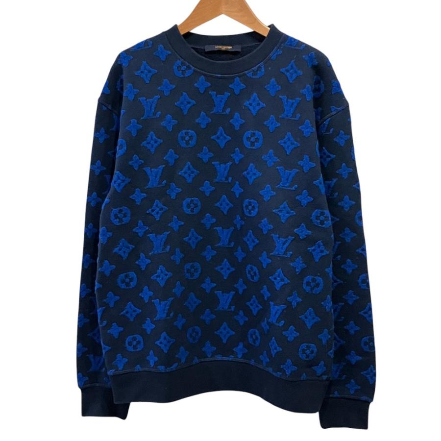 良品 Louis Vuitton ルイヴィトン モノグラムジャガード スウェットトレーナー HHY14W サイズS ネイビー メンズ 古着 中古 USED LOUIS VUITTON（ルイ・ヴィトン） 良品 モノグラムジャガード