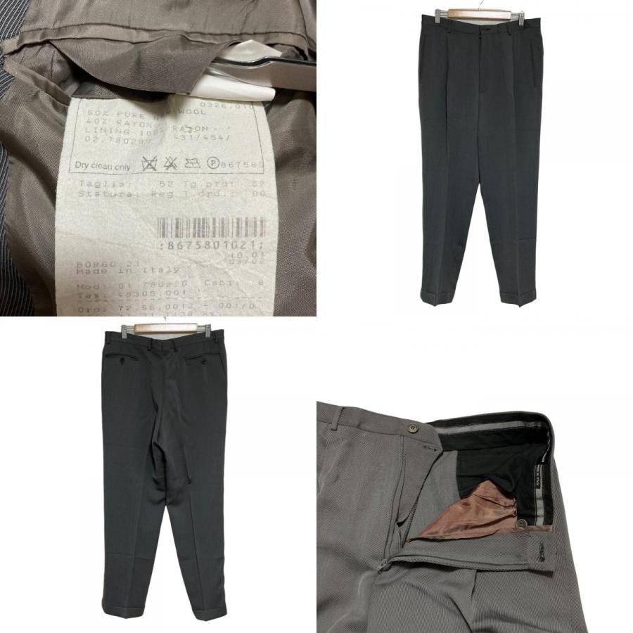 美品 GIORGIO ARMANI ジョルジオアルマーニ テーラードジャケット ワイドスラックスパンツ スーツ サイズ52 グレー メンズ 古着 中古 USED GIORGIO ARMANI 美品 ジョルジオアルマーニ テーラードジャケット