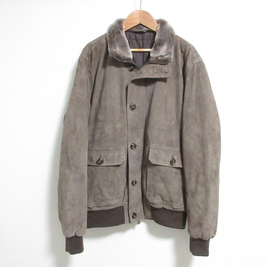 美品 BARBA バルバ スエードレザー 中綿 M-1 フライトジャケット ブルゾン 52サイズ グレージュ メンズ 古着 中古 USED BARBA（バルバ） 美品 スエードレザー 中綿 M-1 フライトジャケット