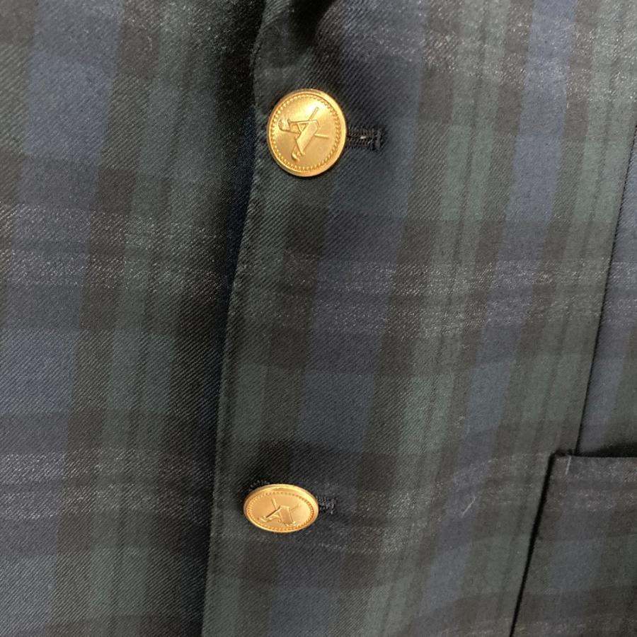 良品 Aquascutum アクアスキュータム エンブレムロゴ ブラックウォッチチェック ブレザー テーラードジャケット サイズL グリーン系 メンズ 古着 中古 USED Aquascutum（アクアスキュータム） 良品 エンブレムロゴ ブラック