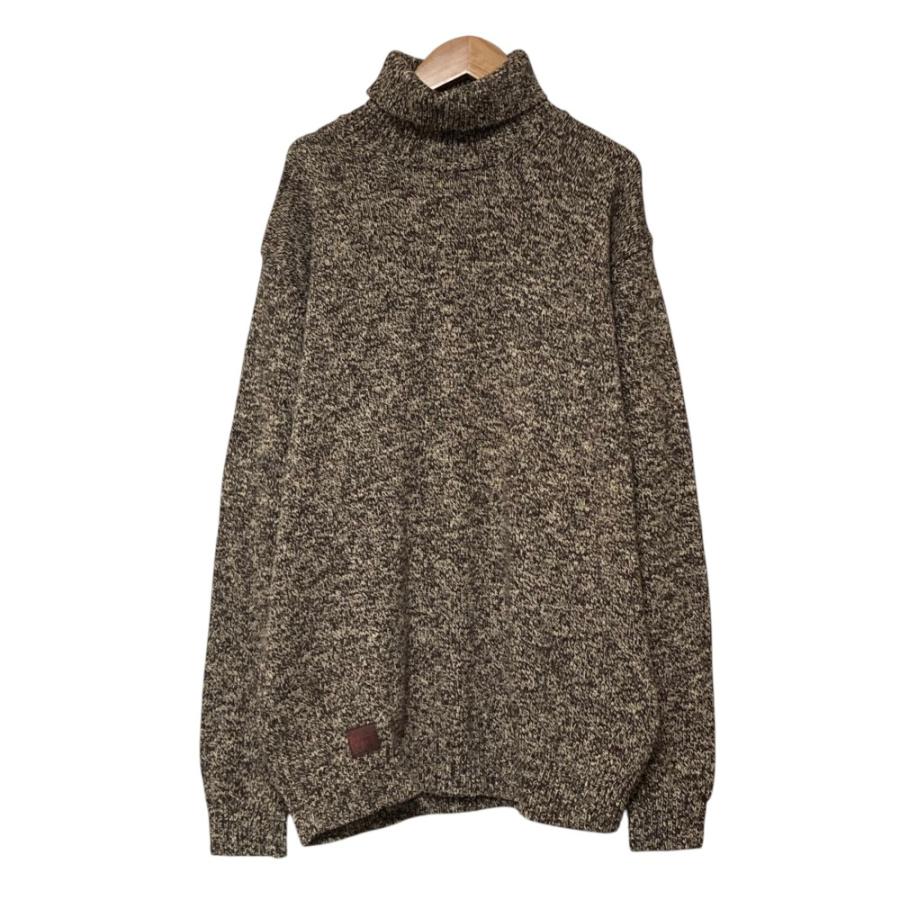美品 Papas パパス タートルネック メランジニット セーター L ブラウン系 メンズ 古着 中古 USED PAPAS（パパス） 美品 タートルネック メランジニット セーター L