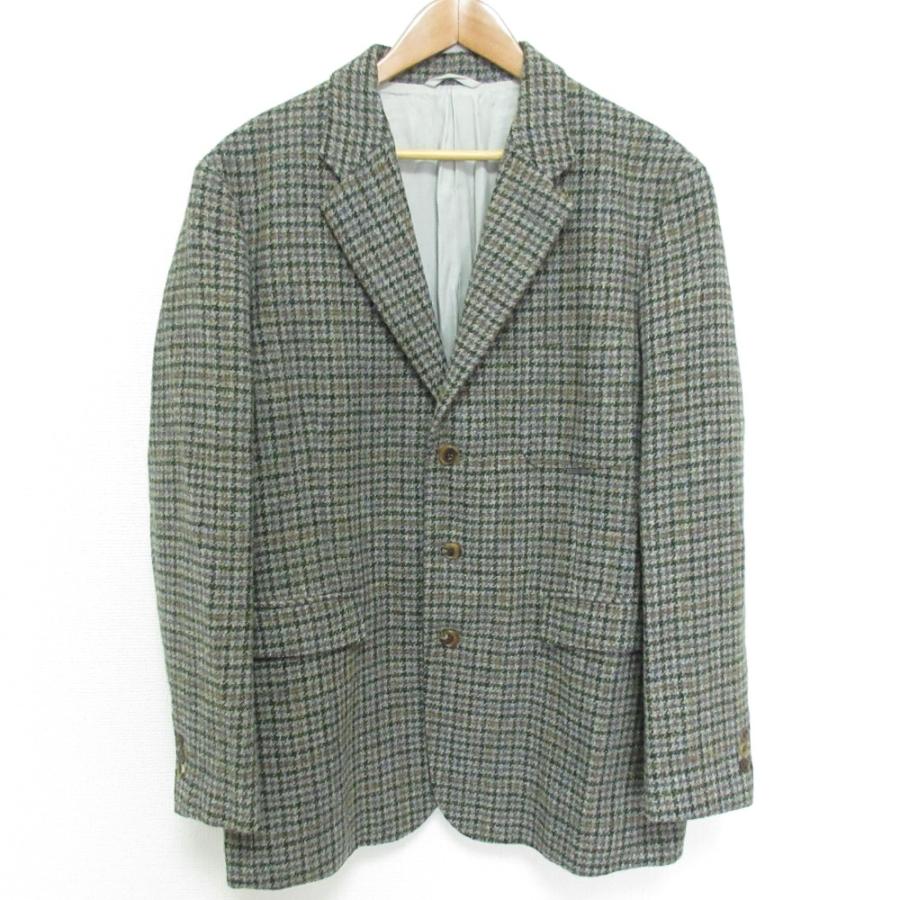 美品 Papas パパス ハリスツイード チェック柄 3B テーラードジャケット サイズ50 L マルチカラー メンズ 古着 中古 USED PAPAS（パパス） 美品 ハリスツイード チェック柄 3B テーラード