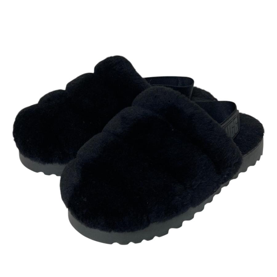 最終価格 UGG ブラック フリース サンダル UGG（アグ） 良品 SUPER FLUFF SLIPPER スーパー フラッフ スリッパ
