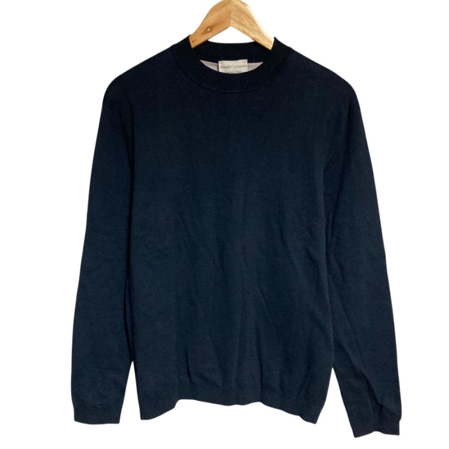 未使用 Settefili Cashmere セッテフィーリカシミア コットンカシミヤ ハイゲージ ニットセーター サイズ44 ネイビー メンズ 古着 中古 USED 未使用 Settefili Cashmere セッテフィーリカシミア コットンカシミヤ
