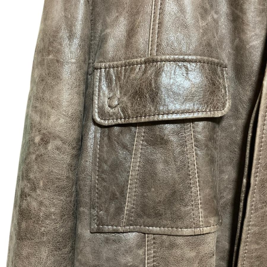 VERSACE ヴェルサーチ ヴィンテージ カウハイド レザー カーコート ジャケット Mサイズ ブラウン メンズ 古着 中古 USED VERSACE（ヴェルサーチェ） ヴェルサーチ ヴィンテージ カウハイド