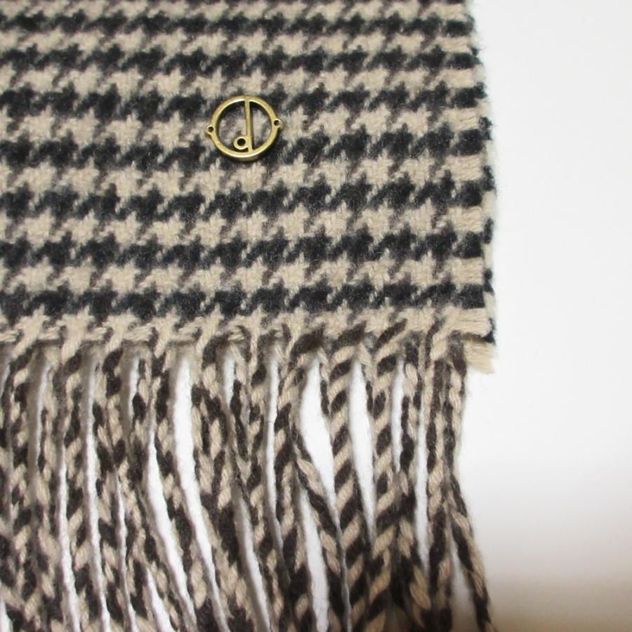 新品10万20日迄 ダンヒル dunhil マフラー カシミア シルク スカーフ dunhill（ダンヒル） 美品 カシミヤ100％ ハウンドトゥース フリンジ