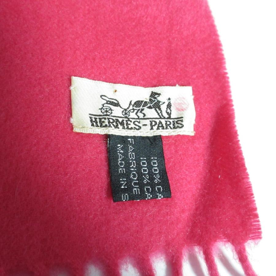 ゆ*ら様 エルメス エブリン リバーシブル マフラー カシミア 100% ピンク HERMES（エルメス） 美品 カシミヤ100％ フリンジマフラー ストール