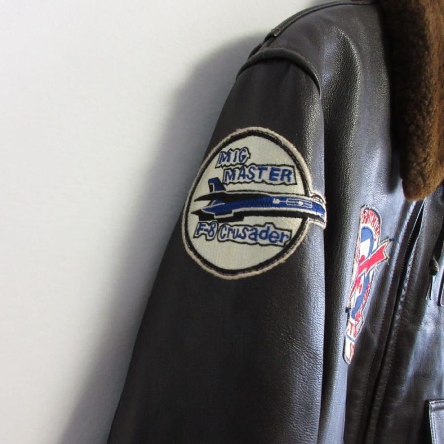 美品 BUZZ RICKSONS バズリクソンズ ゴートレザー×ムートン襟 ワッペン