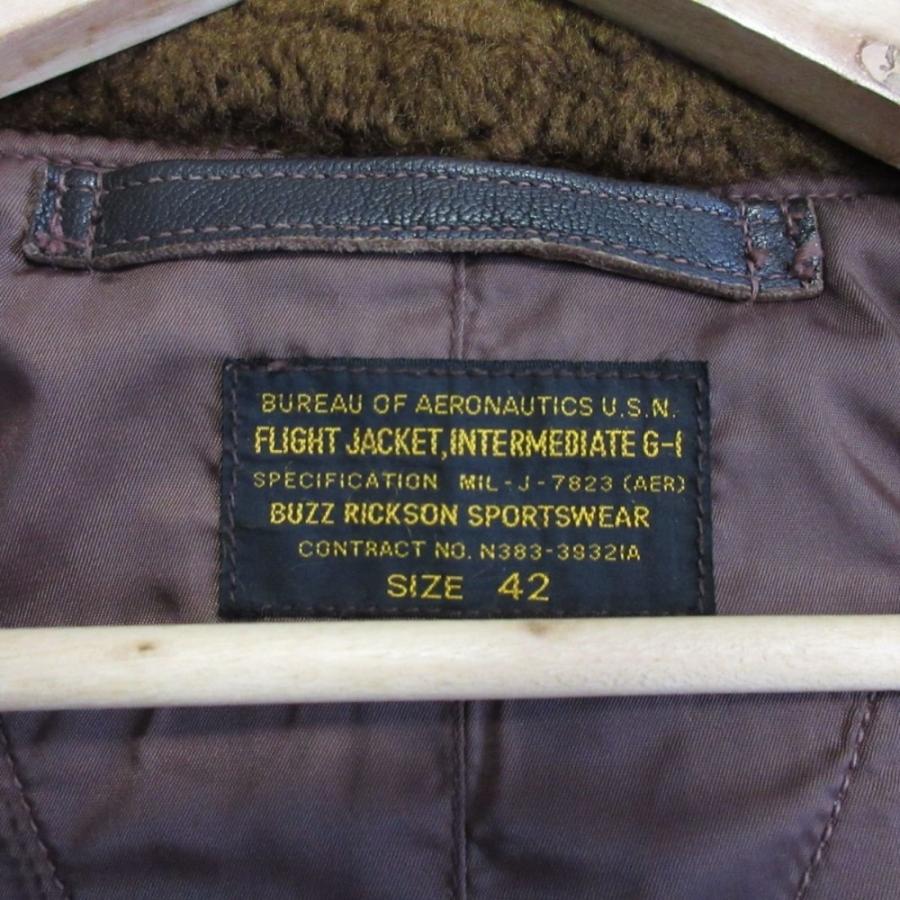 美品 BUZZ RICKSONS バズリクソンズ ゴートレザー×ムートン襟 ワッペン