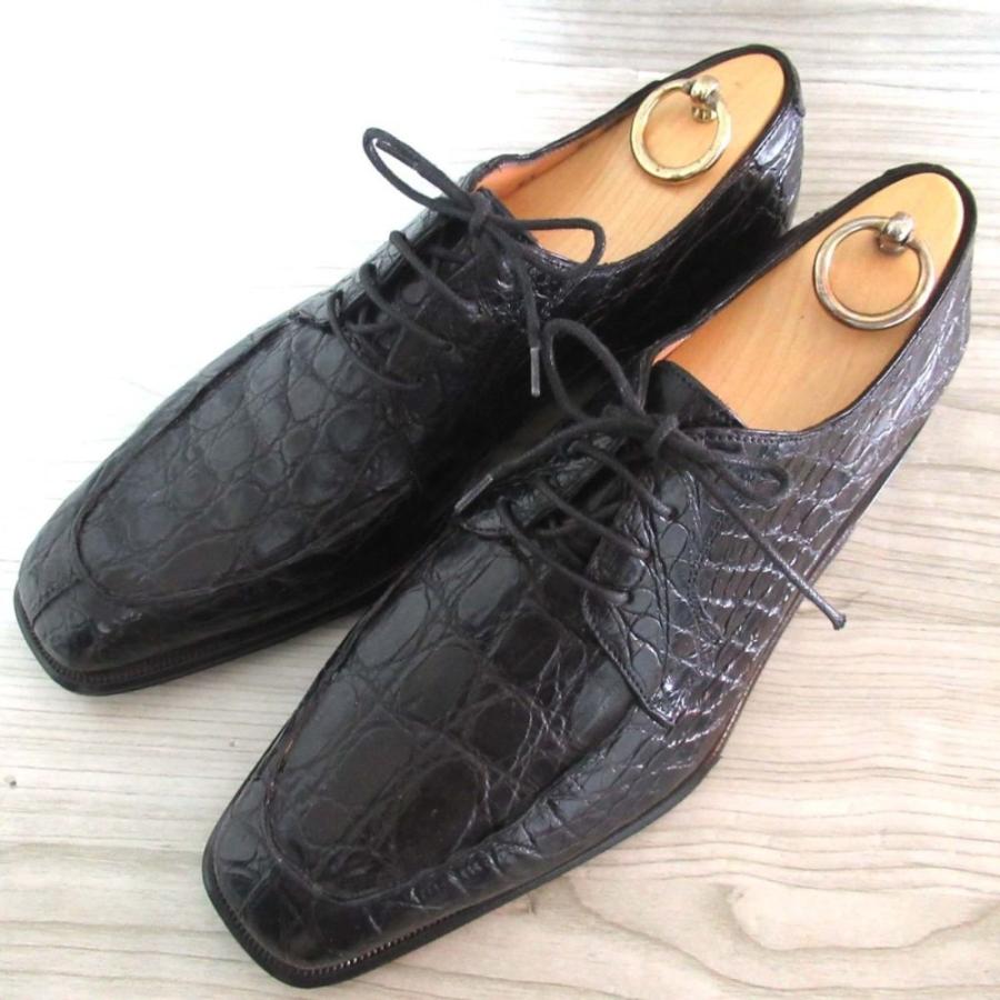 美品 Salvatore Ferragamo フェラガモ リアル クロコダイル レザー U 