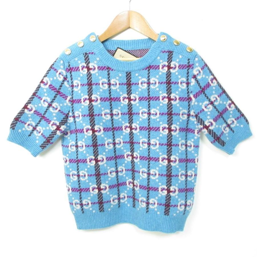 GUCCI（グッチ） 美品 23AW GUCCI GG×チェック柄 半袖 ニット セーター