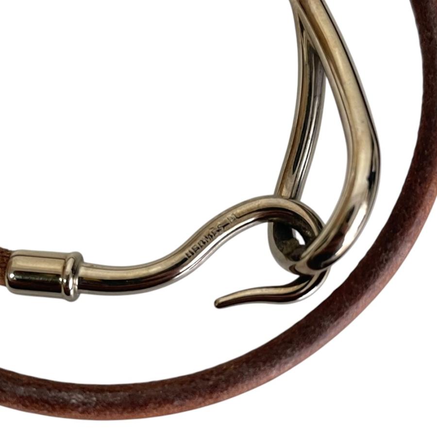 HERMES ブラウンレザーネックレス HERMES エルメス ヴィンテージネックレス レザー ビーンズ型