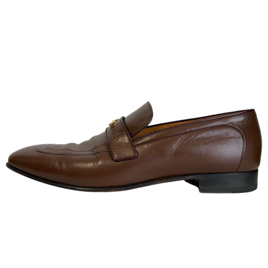 美品 GUCCI グッチ レザー インターロッキングG スクエアトゥ ローファー 630306 8 1/2 27.5cm相当 ブラウン メンズ 古着 中古 USED GUCCI（グッチ） 美品 レザー インターロッキングG スクエアトゥ