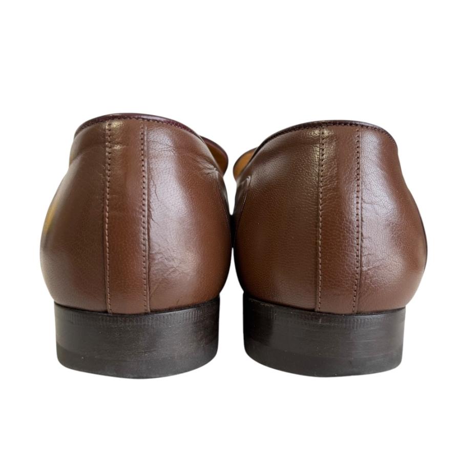 美品 GUCCI グッチ レザー インターロッキングG スクエアトゥ ローファー 630306 8 1/2 27.5cm相当 ブラウン メンズ 古着 中古 USED GUCCI（グッチ） 美品 レザー インターロッキングG スクエアトゥ